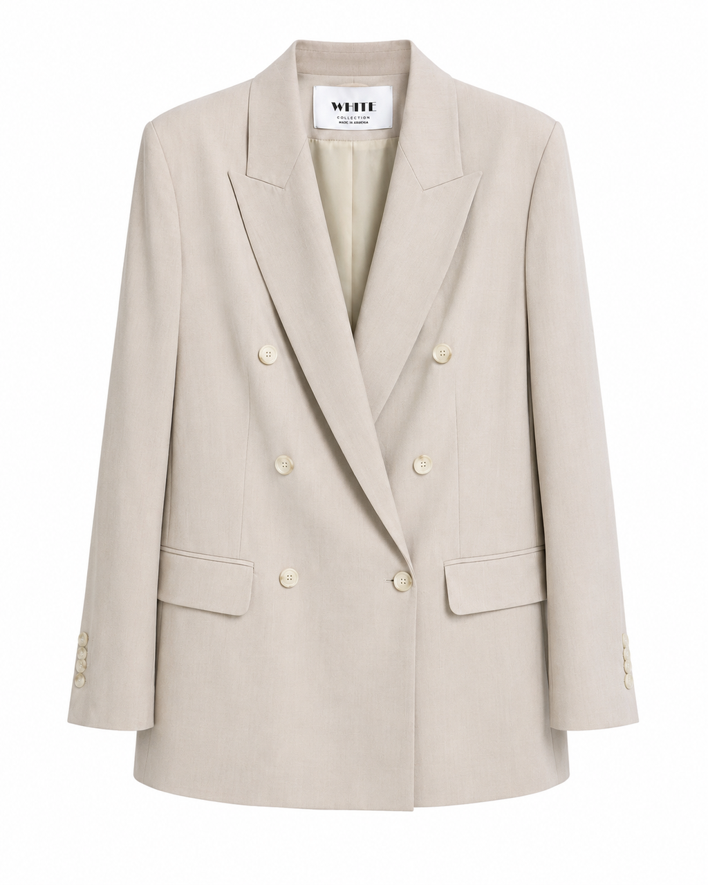 Ivory Double-Breasted Oversized Blazer