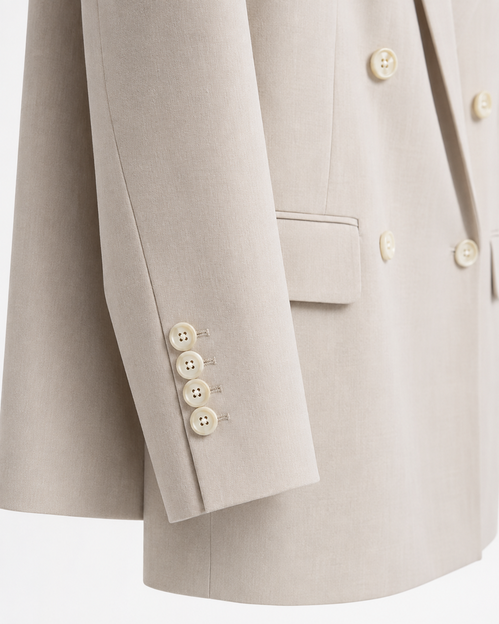 Ivory Double-Breasted Oversized Blazer