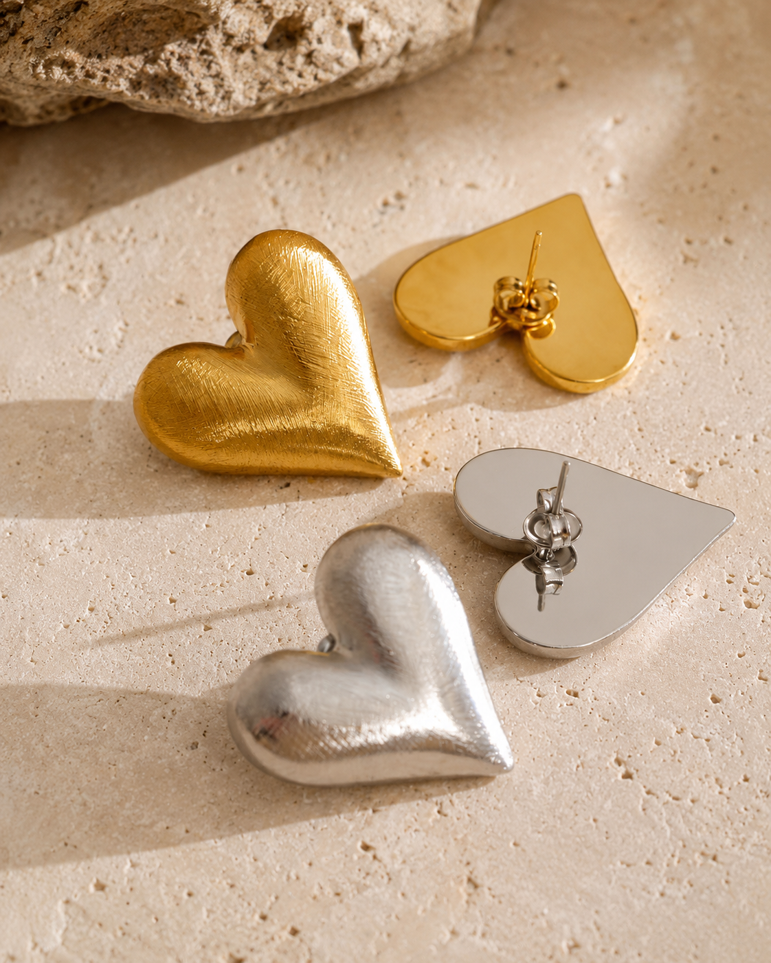 Sculpted Heart Statement Earrings