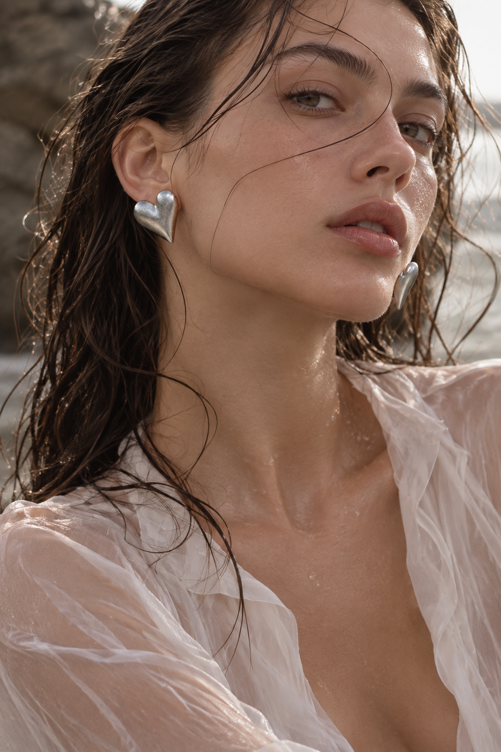 Sculpted Heart Statement Earrings