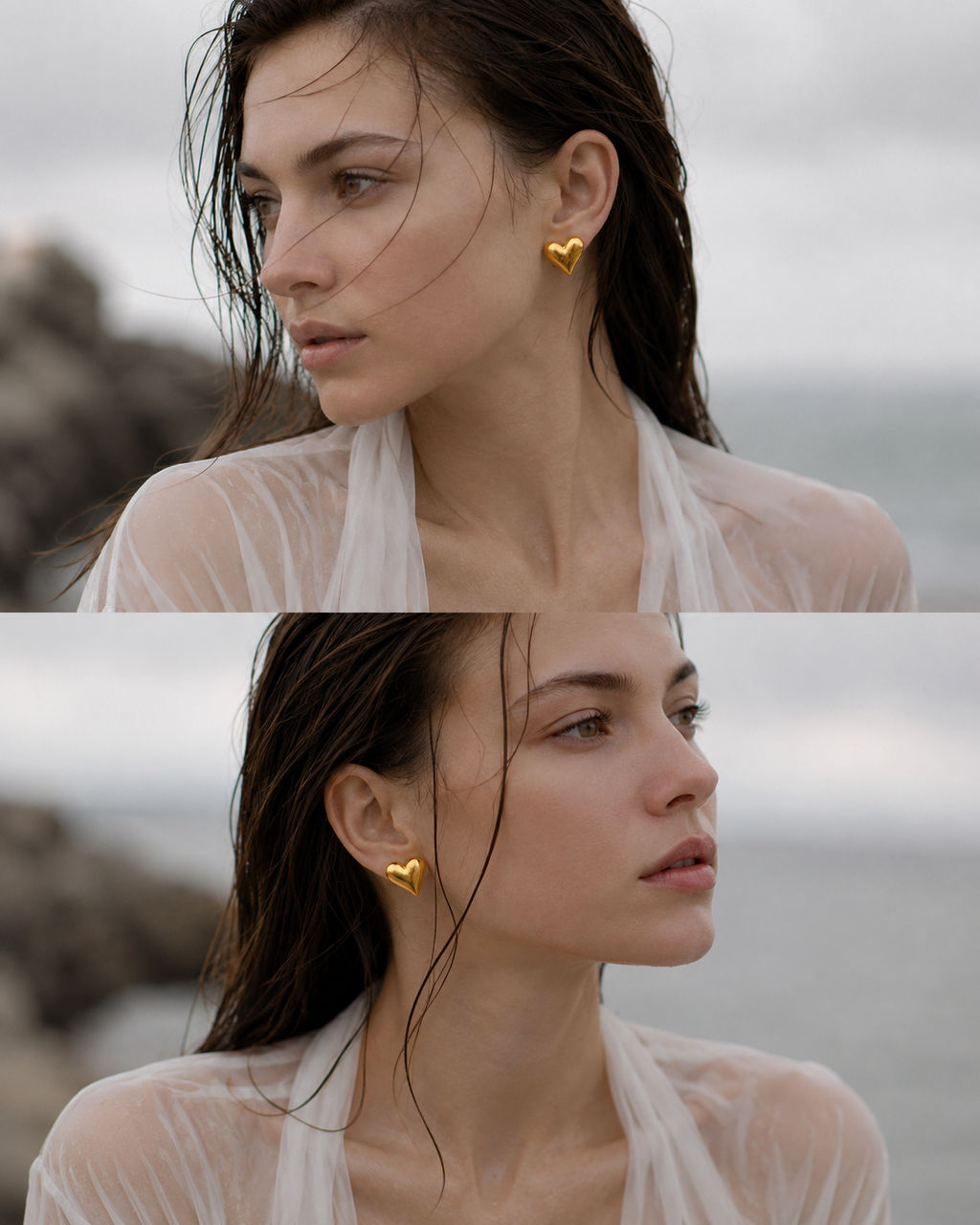 Sculpted Heart Statement Earrings