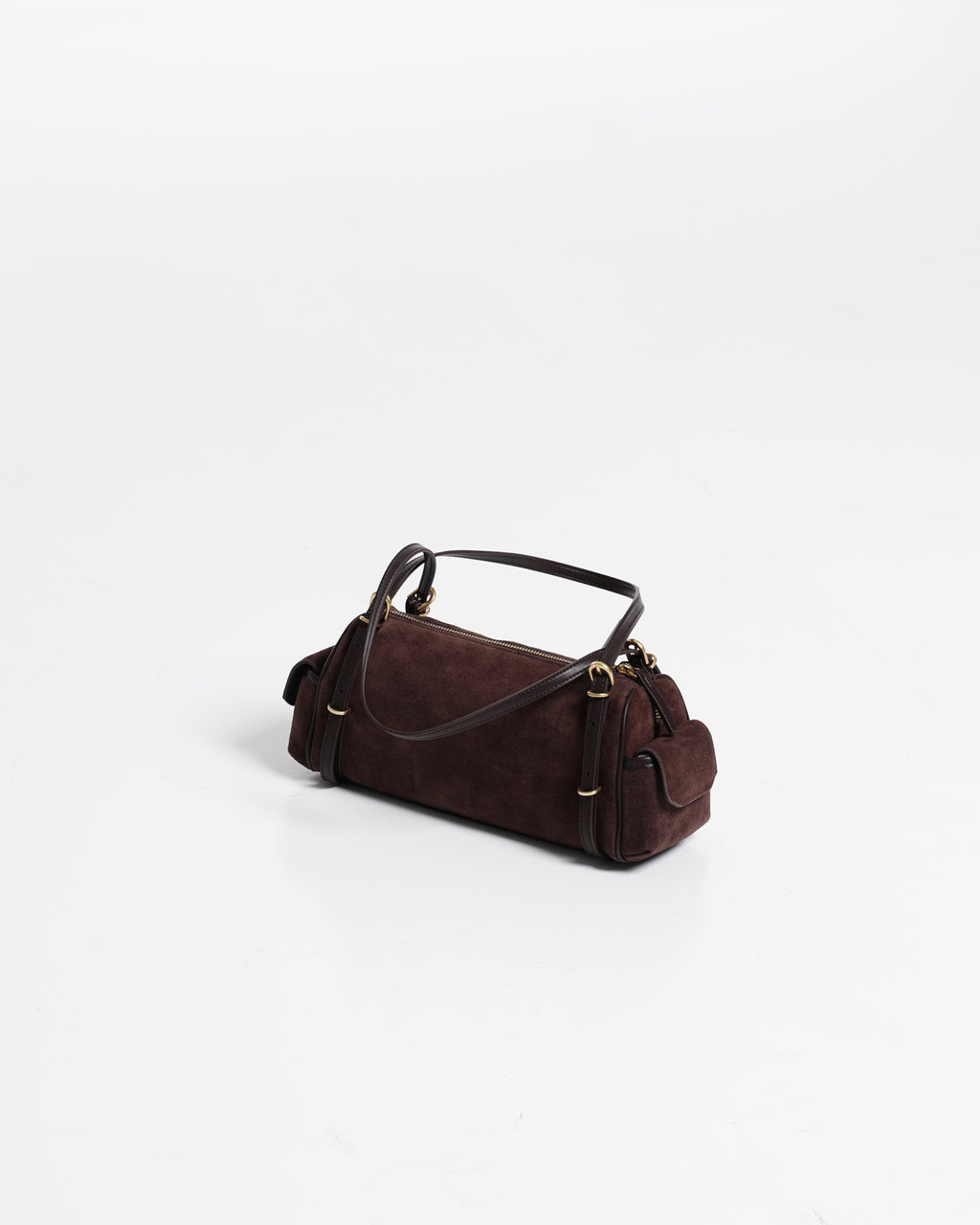 Suede-Effect Barrel Shoulder Bag
