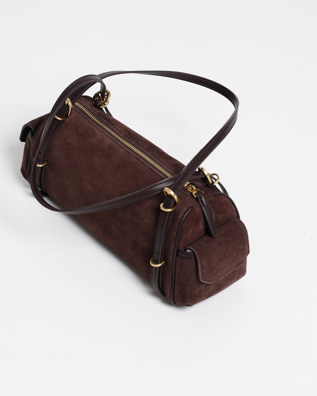 Suede-Effect Barrel Shoulder Bag