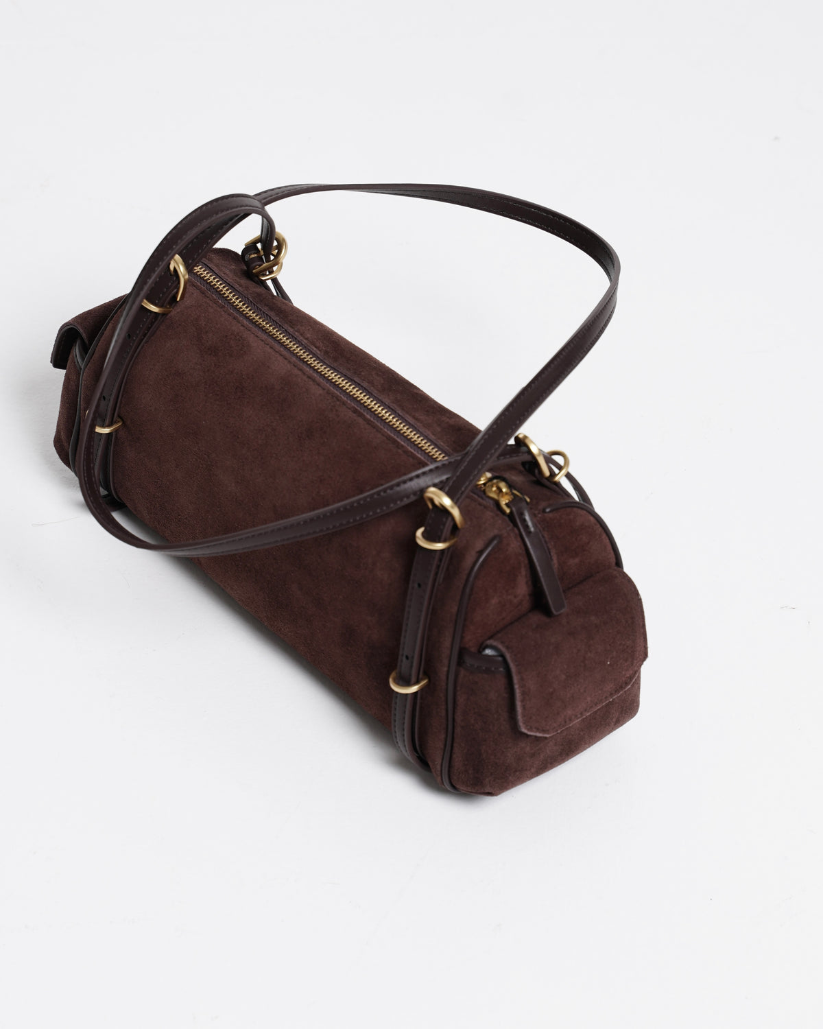 Suede-Effect Barrel Shoulder Bag