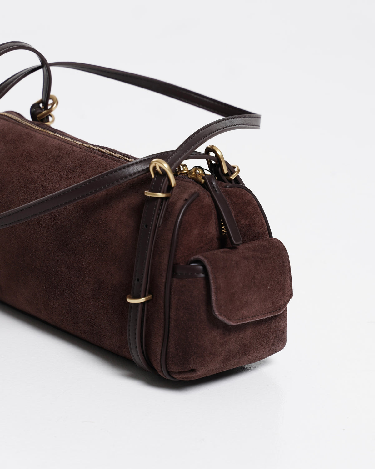 Suede-Effect Barrel Shoulder Bag