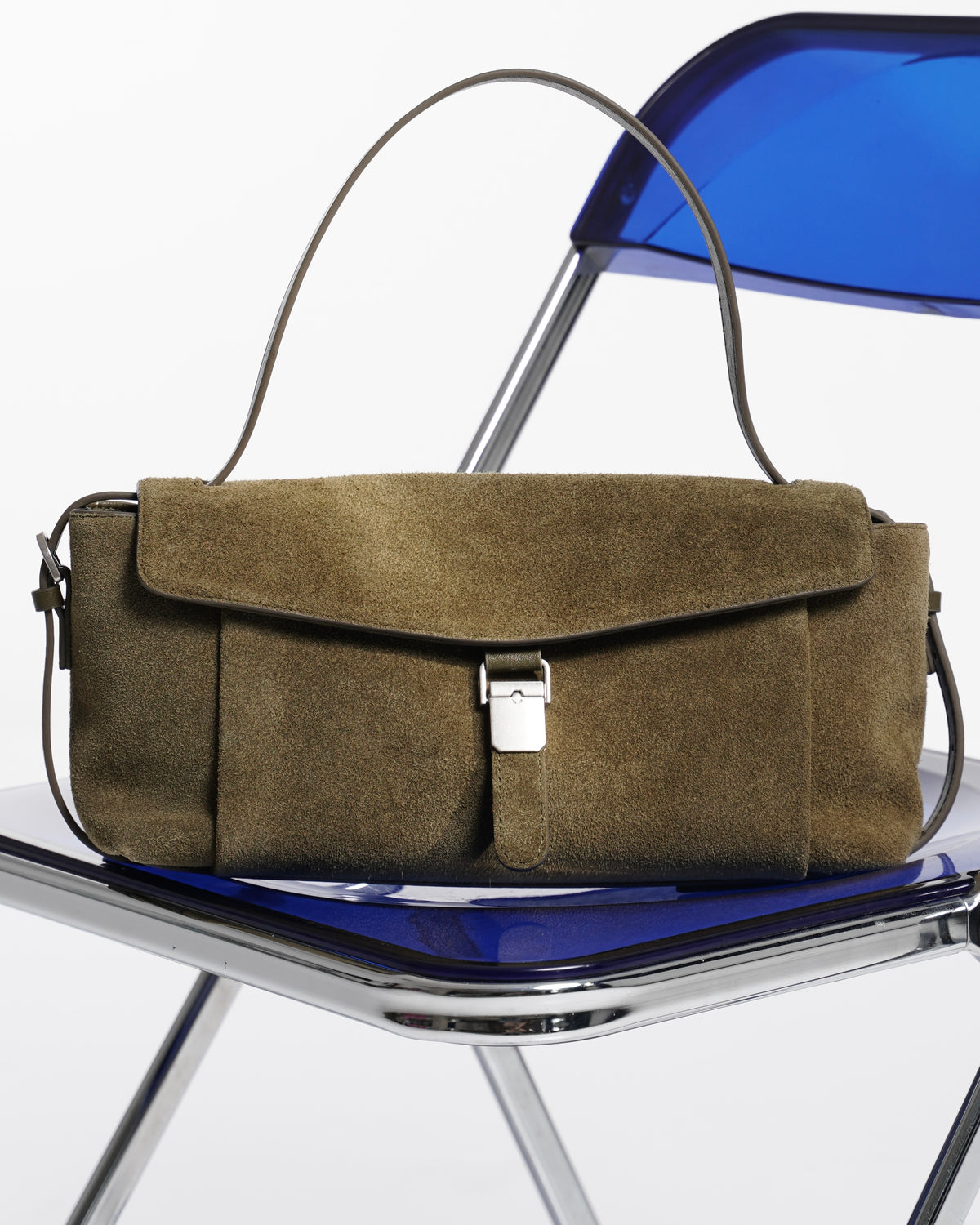 Olive Green Natural Suede Shoulder Bag