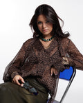 Leopard Print Sheer Blouse