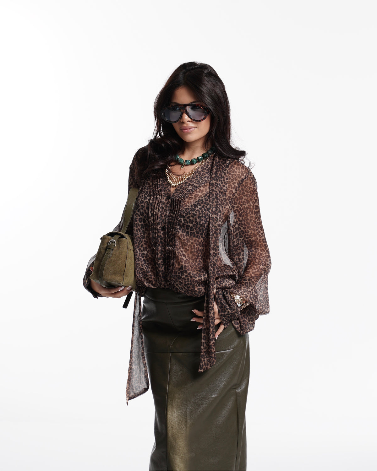 Leopard Print Sheer Blouse