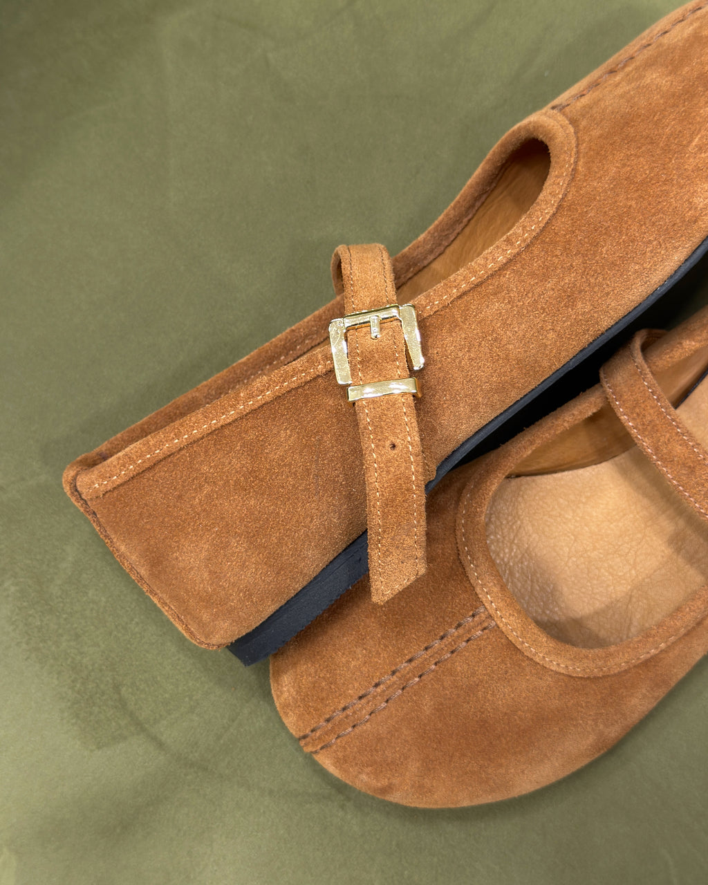 Suede Mary Jane Ballet Flats