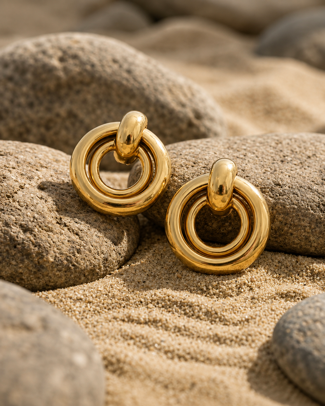 Sculpted Double Circle Statement Earrings