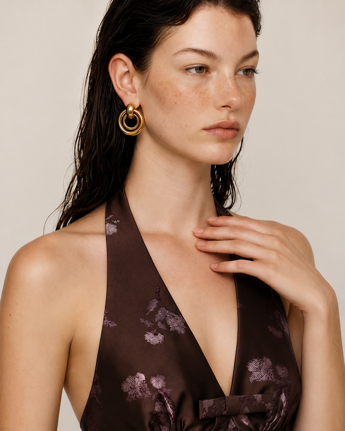 Sculpted Double Circle Statement Earrings