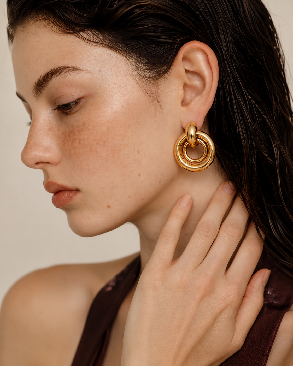 Sculpted Double Circle Statement Earrings