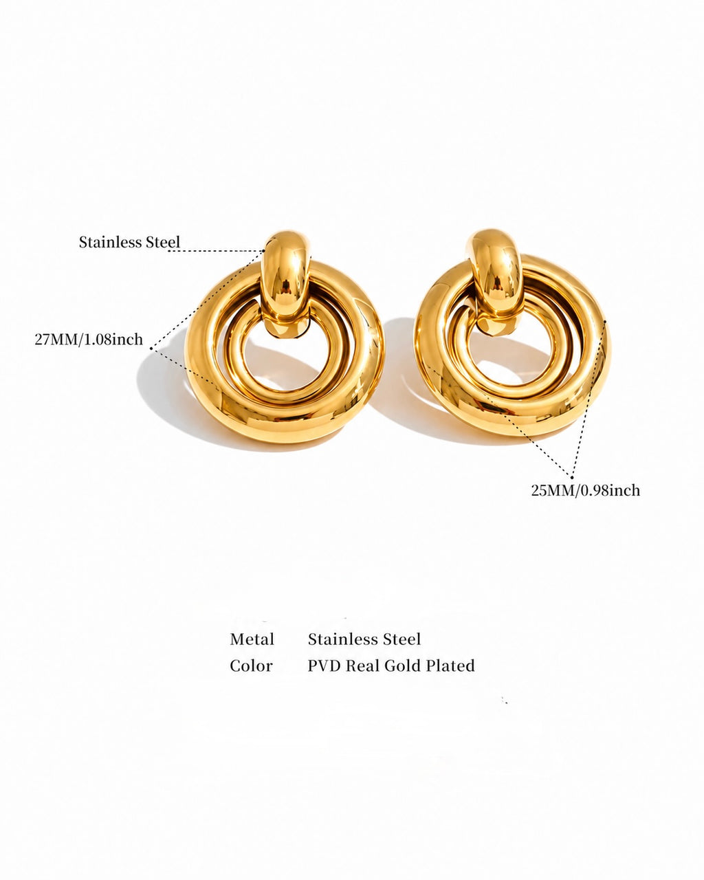 Sculpted Double Circle Statement Earrings