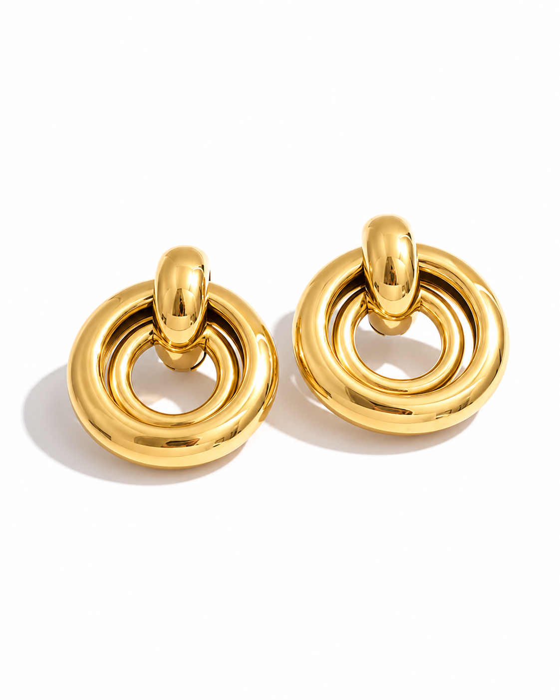 Sculpted Double Circle Statement Earrings
