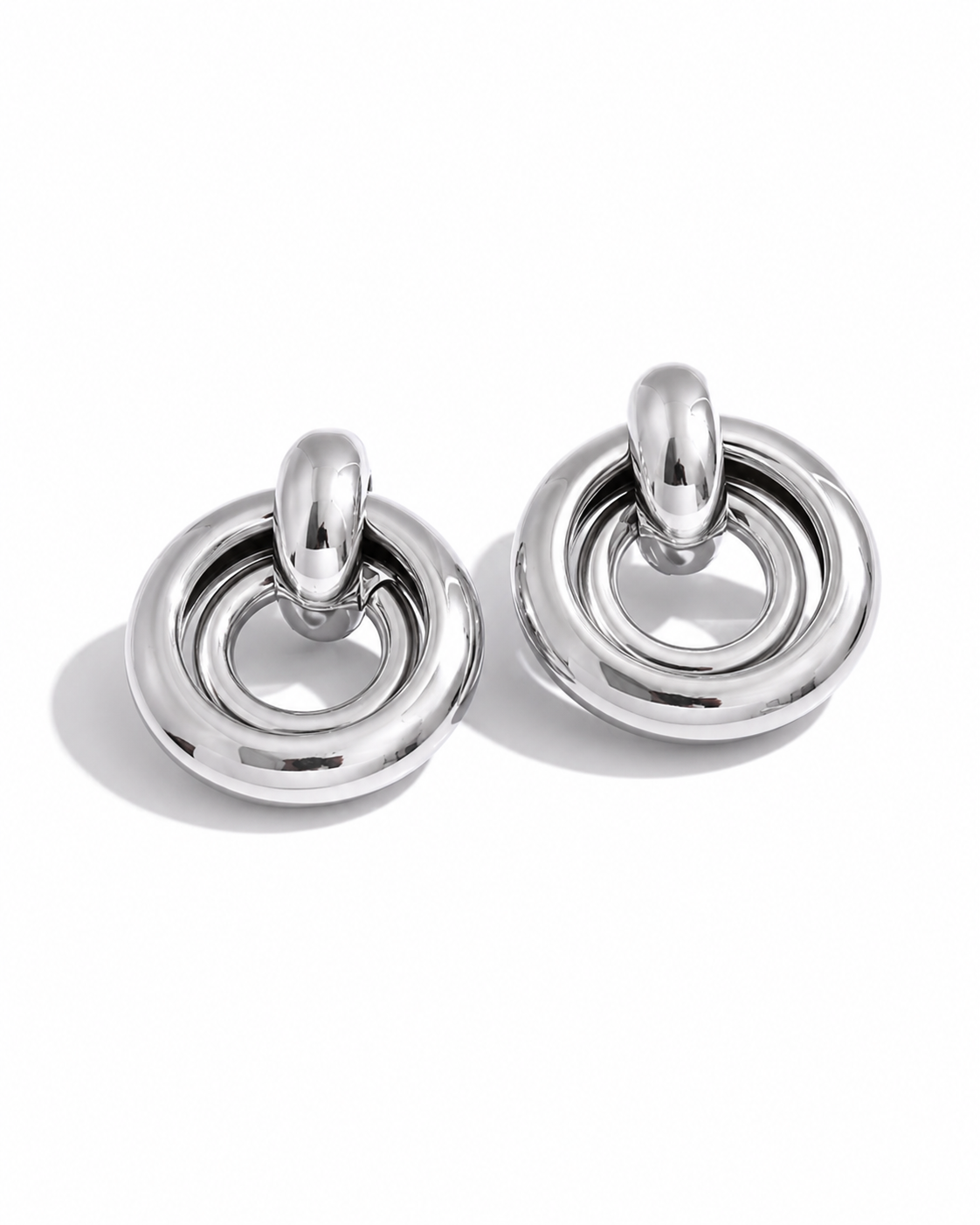 Sculpted Double Circle Statement Earrings