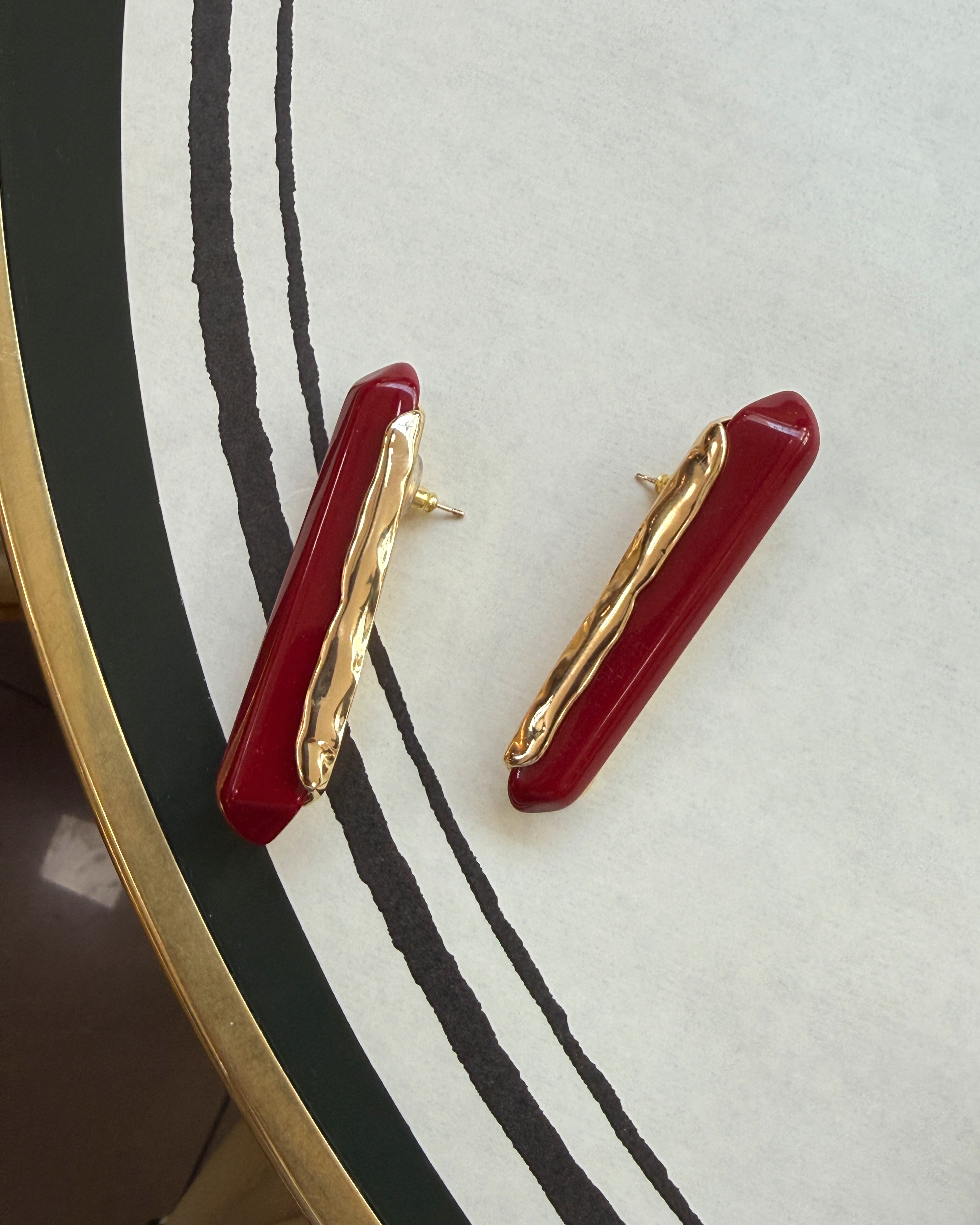 Ruby Sculpt Statement Earrings
