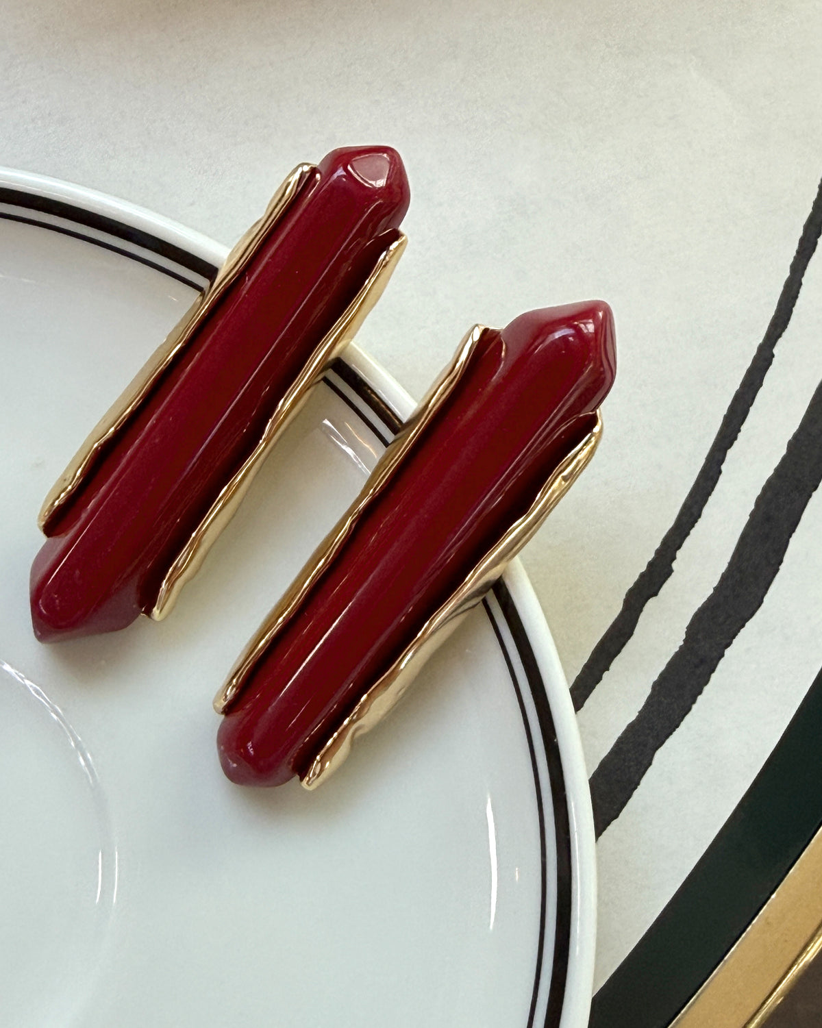 Ruby Sculpt Statement Earrings
