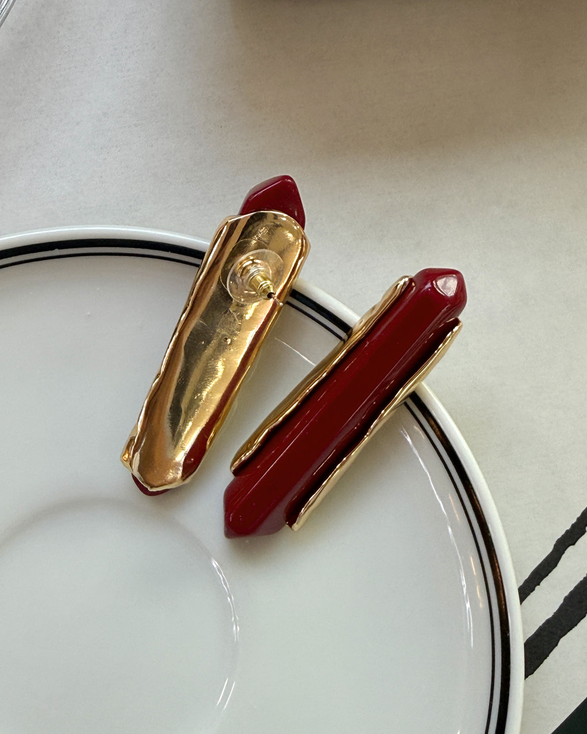 Ruby Sculpt Statement Earrings