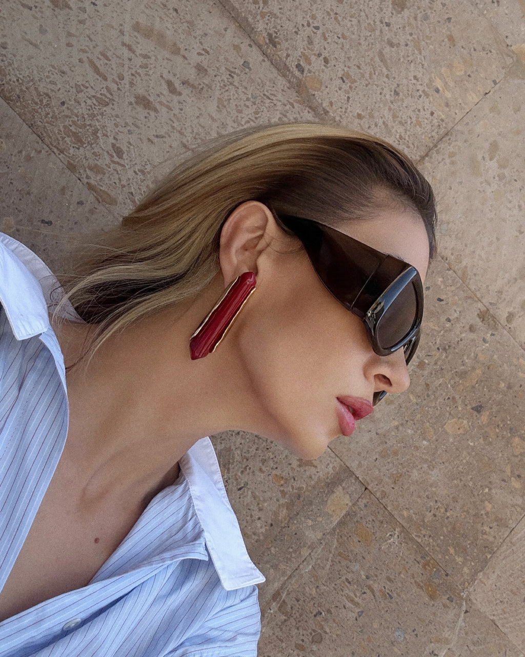 Ruby Sculpt Statement Earrings