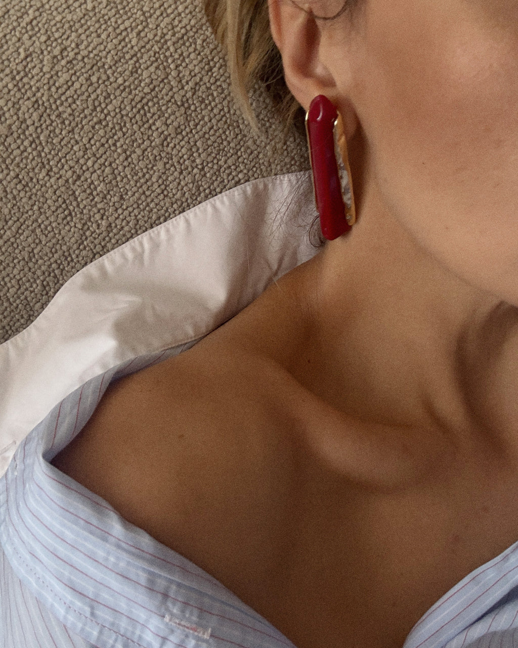 Ruby Sculpt Statement Earrings