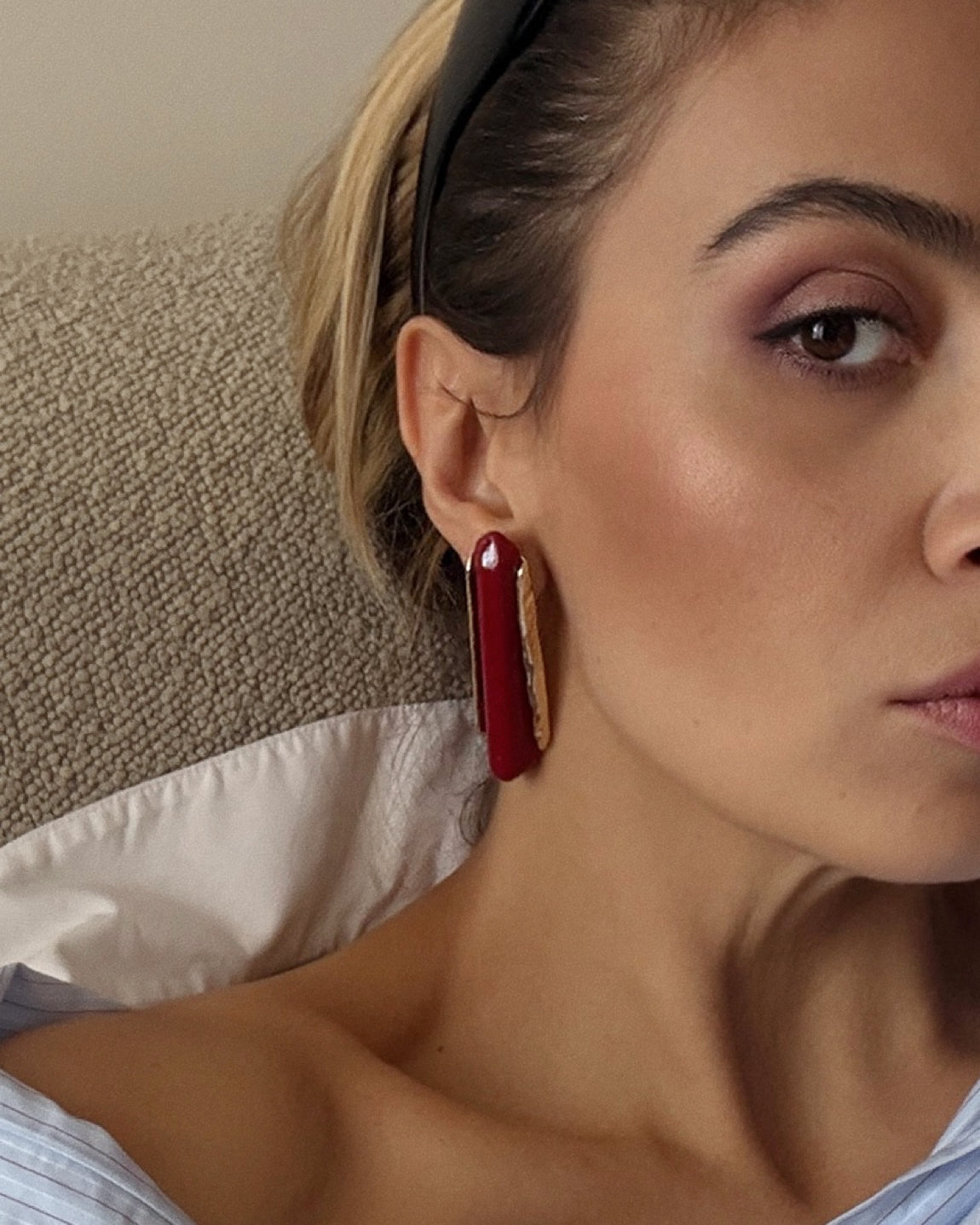 Ruby Sculpt Statement Earrings