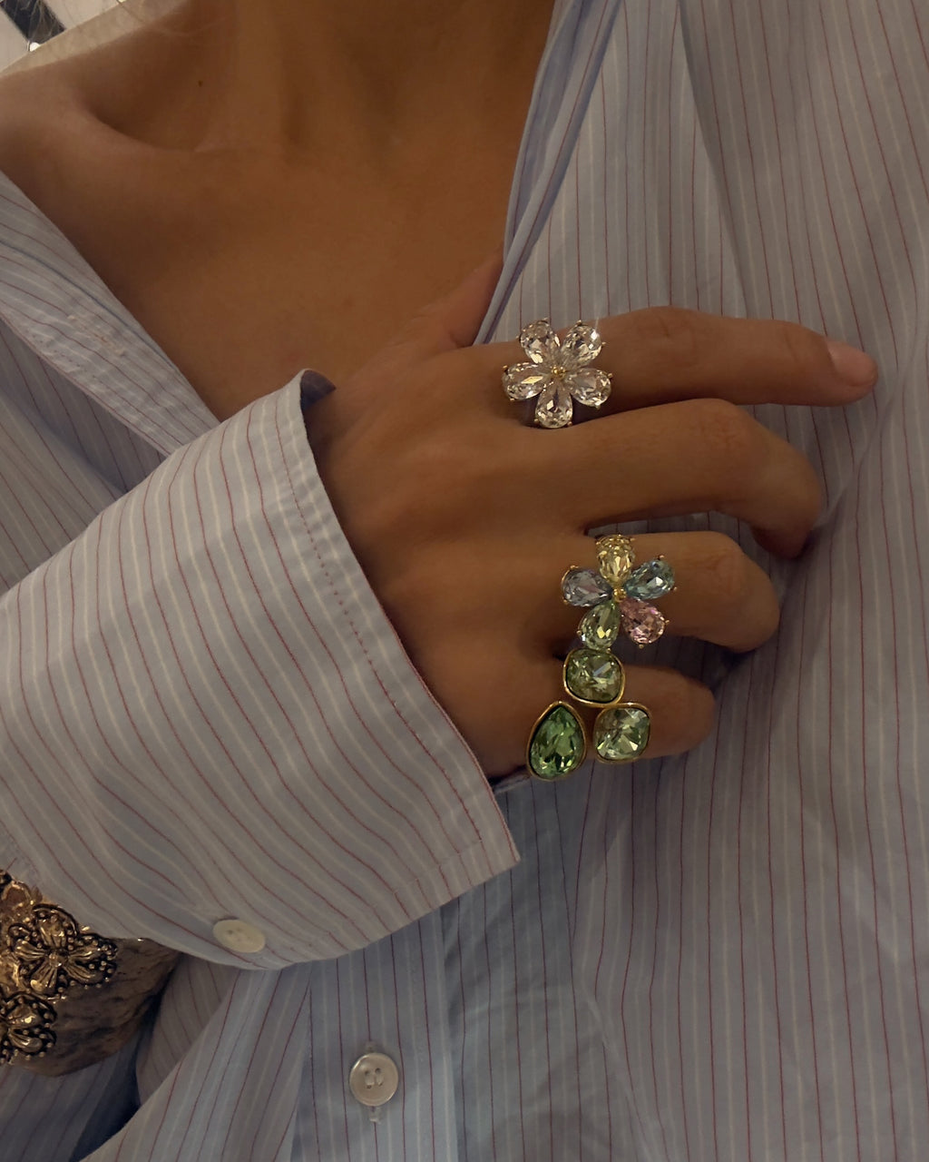 Crystal Bloom Statement Ring