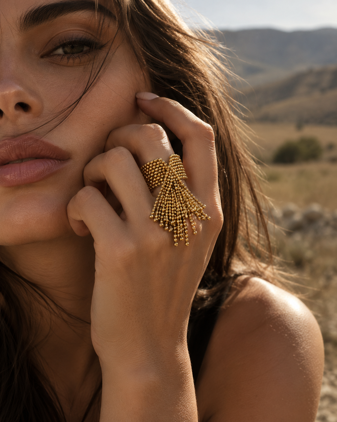 Celeste Beaded Fringe Statement Ring