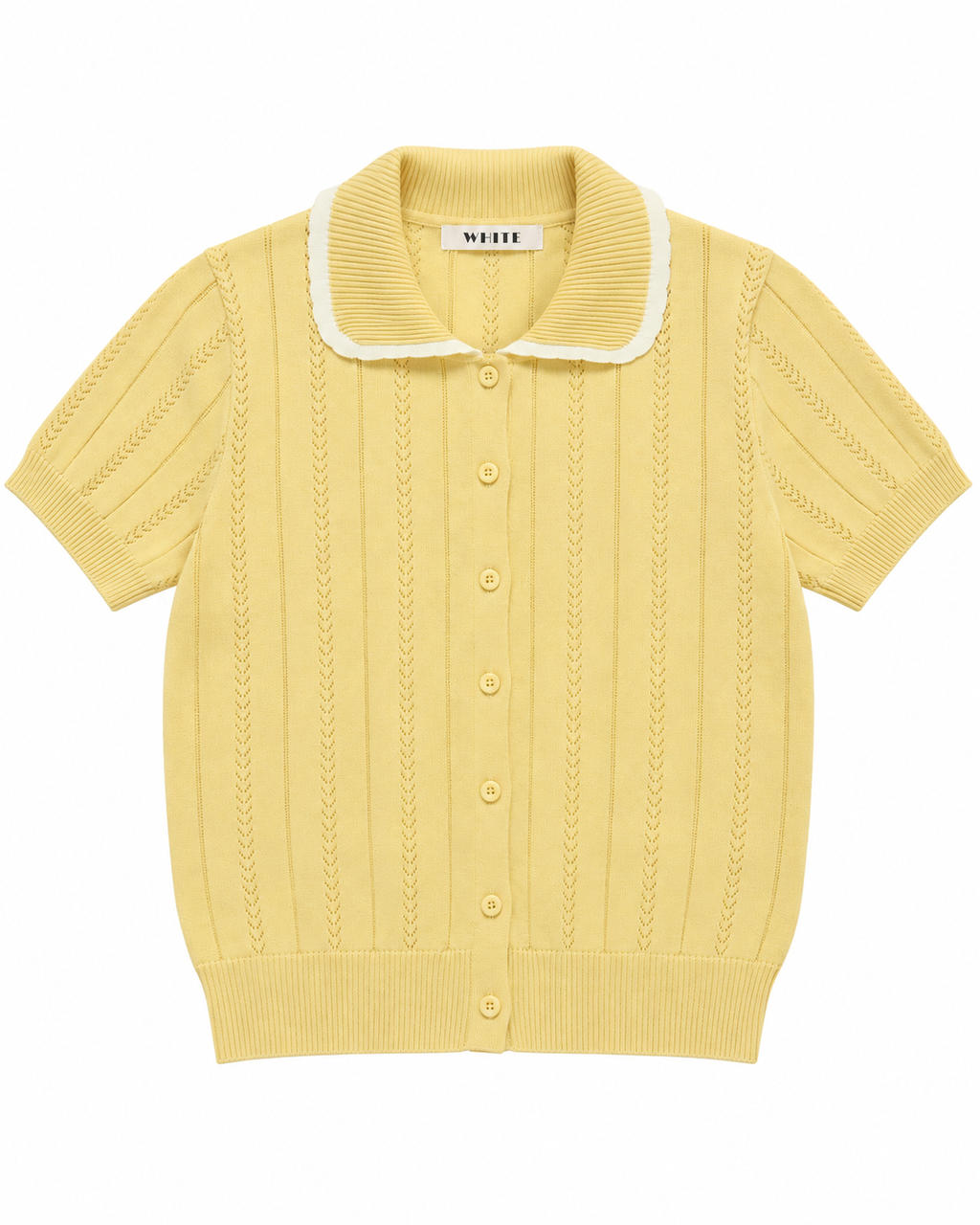 Sofia Pointelle Knit Polo Top