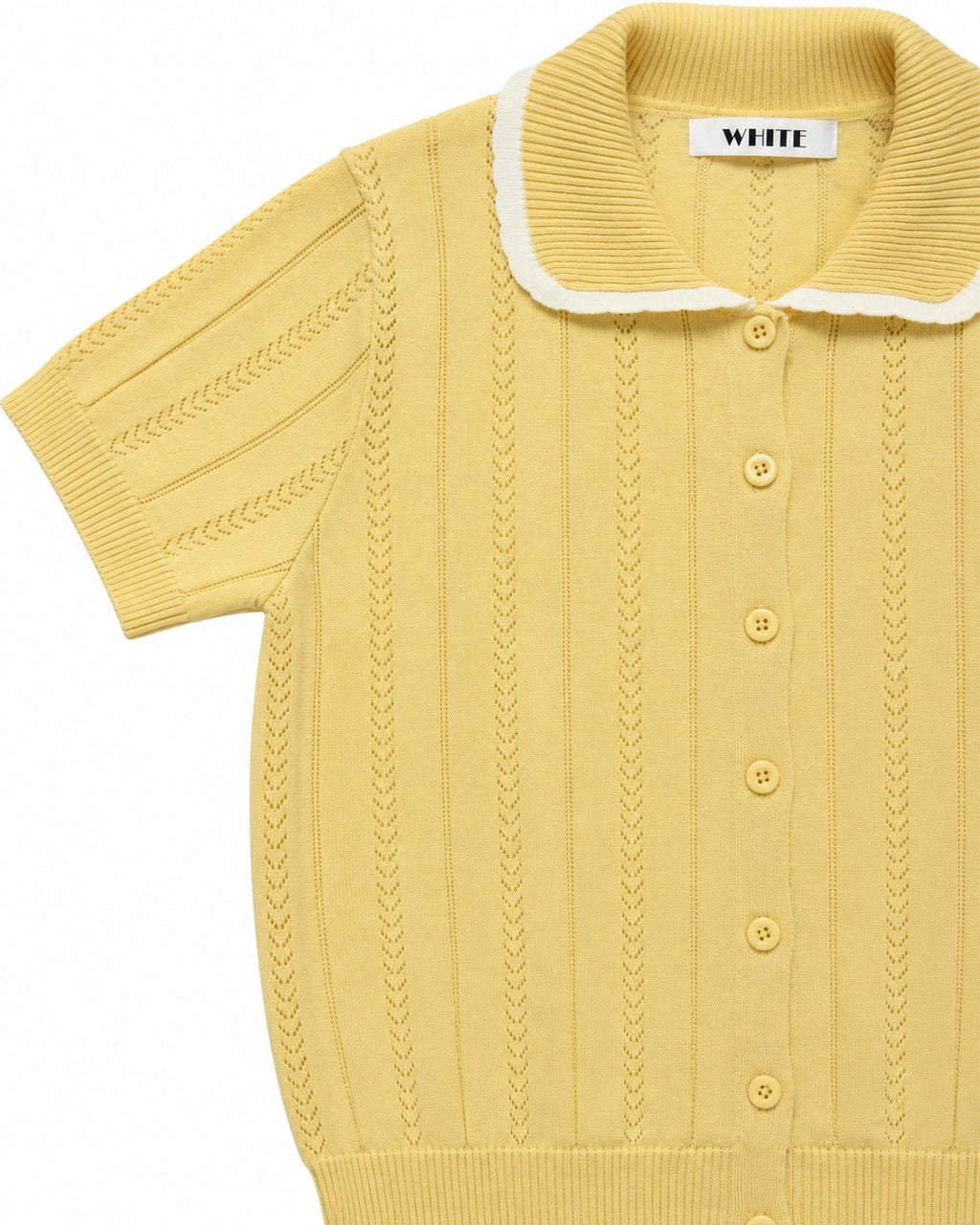 Sofia Pointelle Knit Polo Top