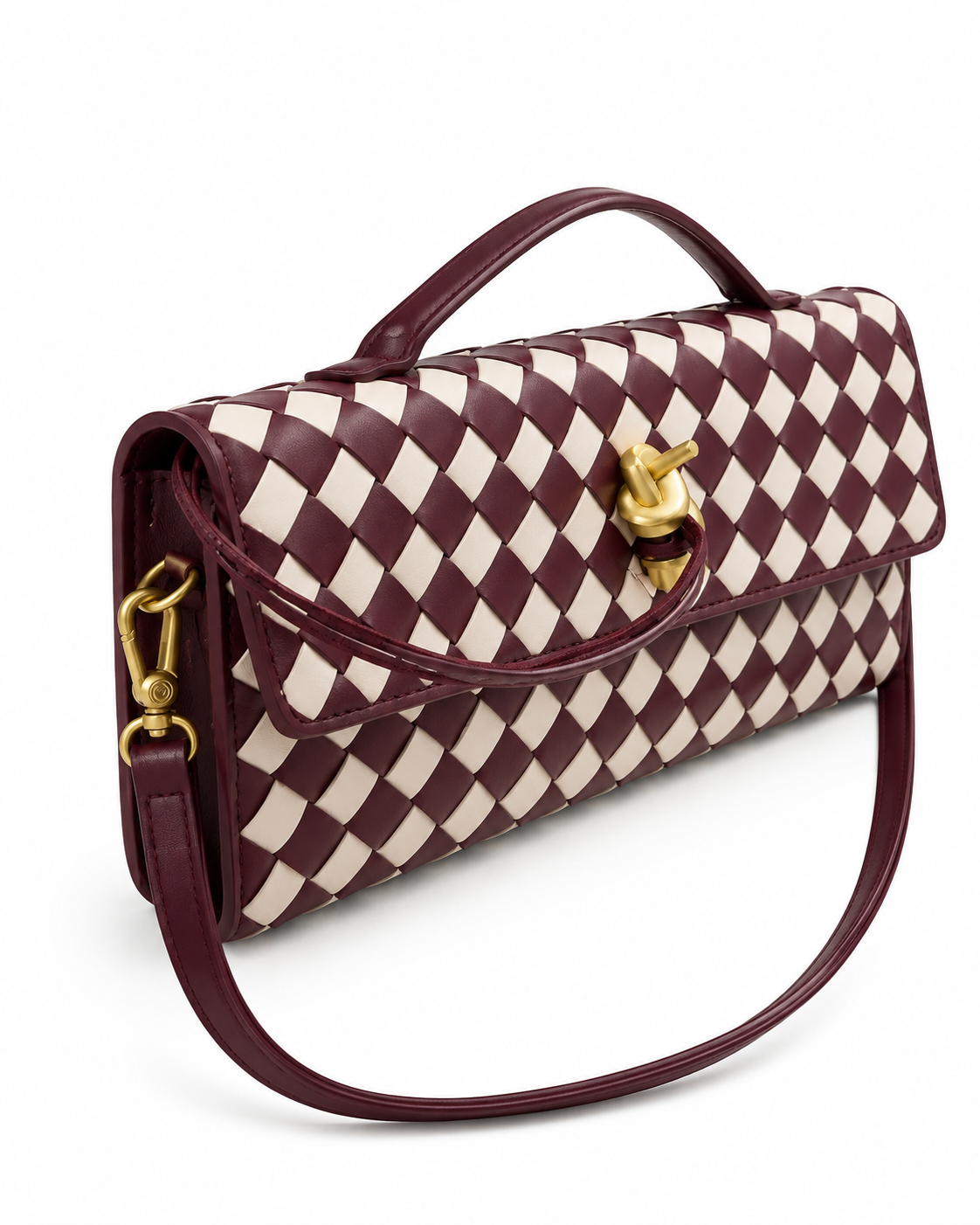 Woven Check Shoulder Bag