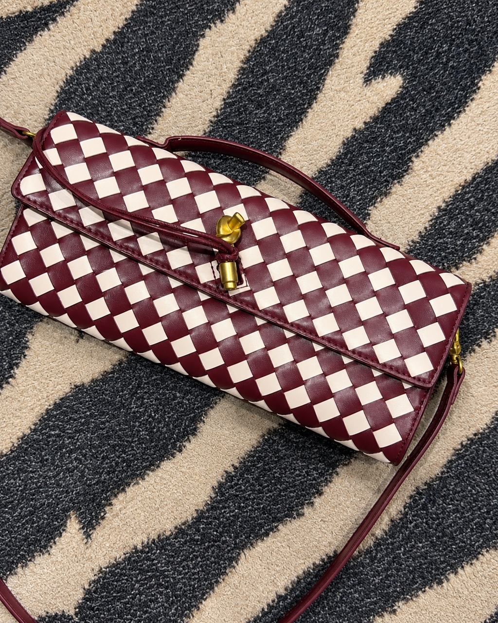 Woven Check Shoulder Bag