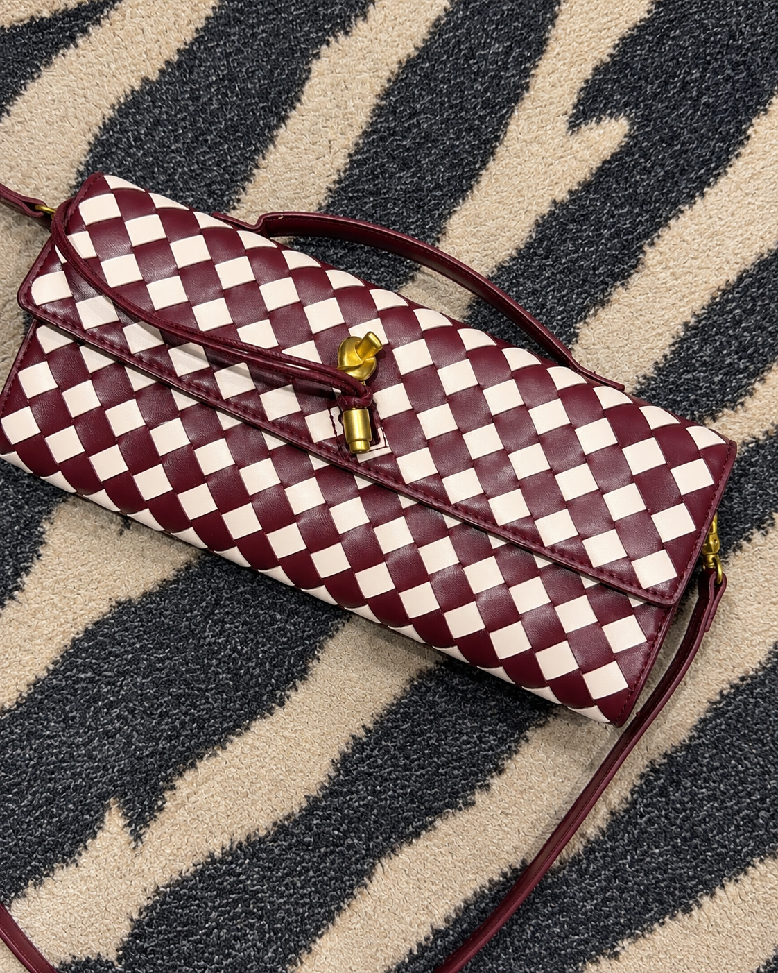 Woven Check Shoulder Bag
