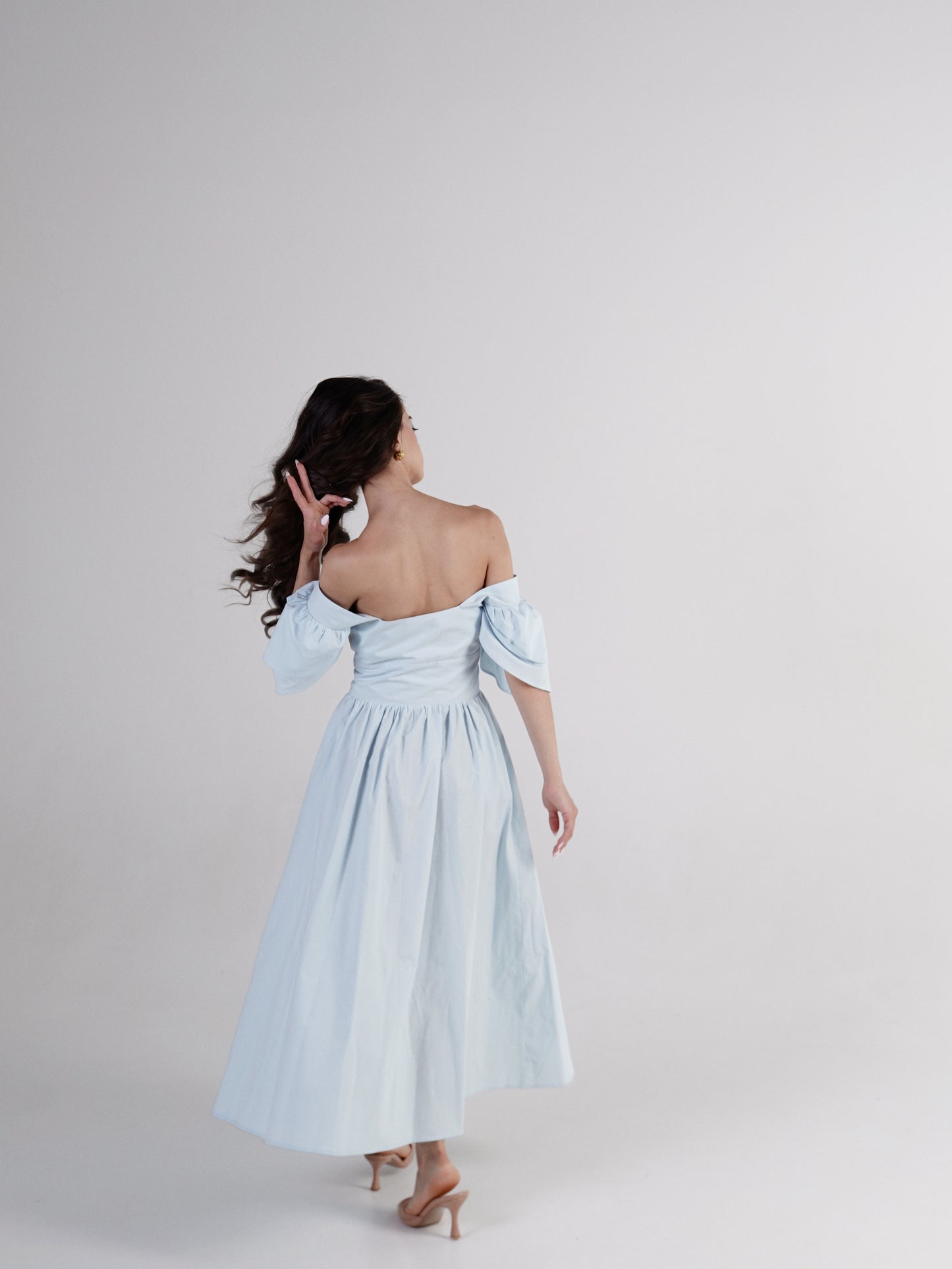 Belle Square-Neck Button Midi Dress