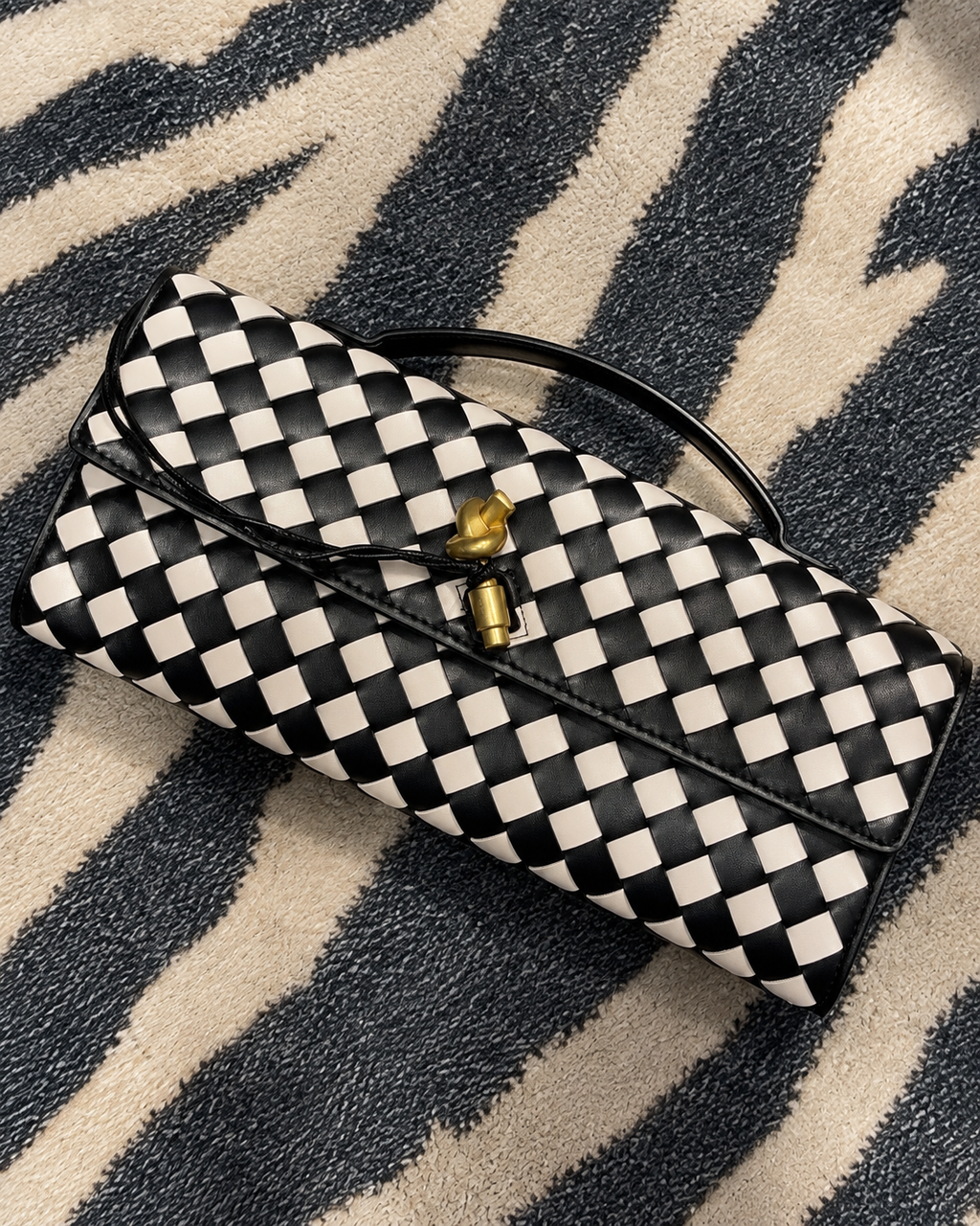 Woven Check Shoulder Bag
