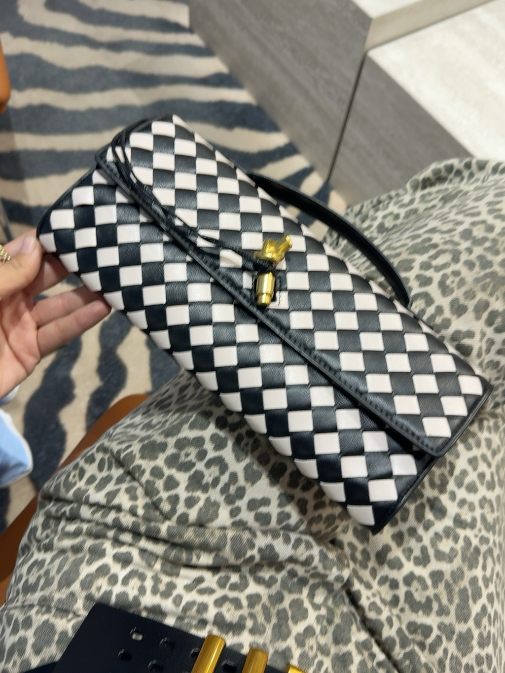 Woven Check Shoulder Bag