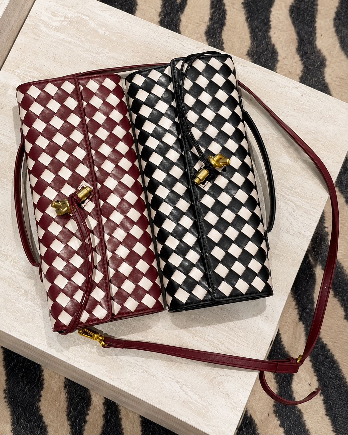 Woven Check Shoulder Bag
