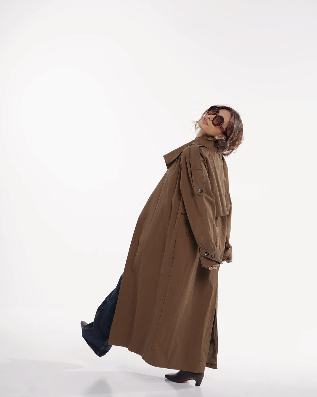Mocha Oversized Long Trench Coat