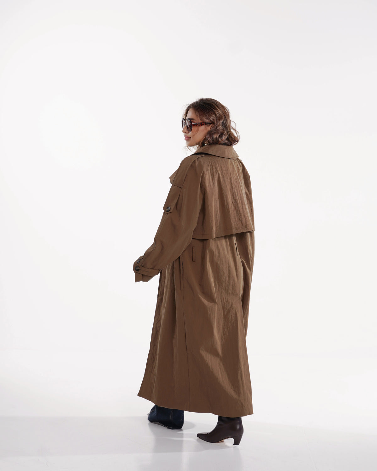 Mocha Oversized Long Trench Coat