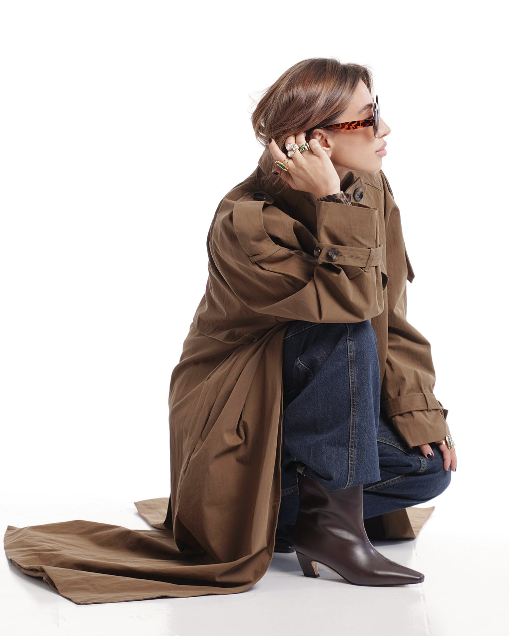 Mocha Oversized Long Trench Coat