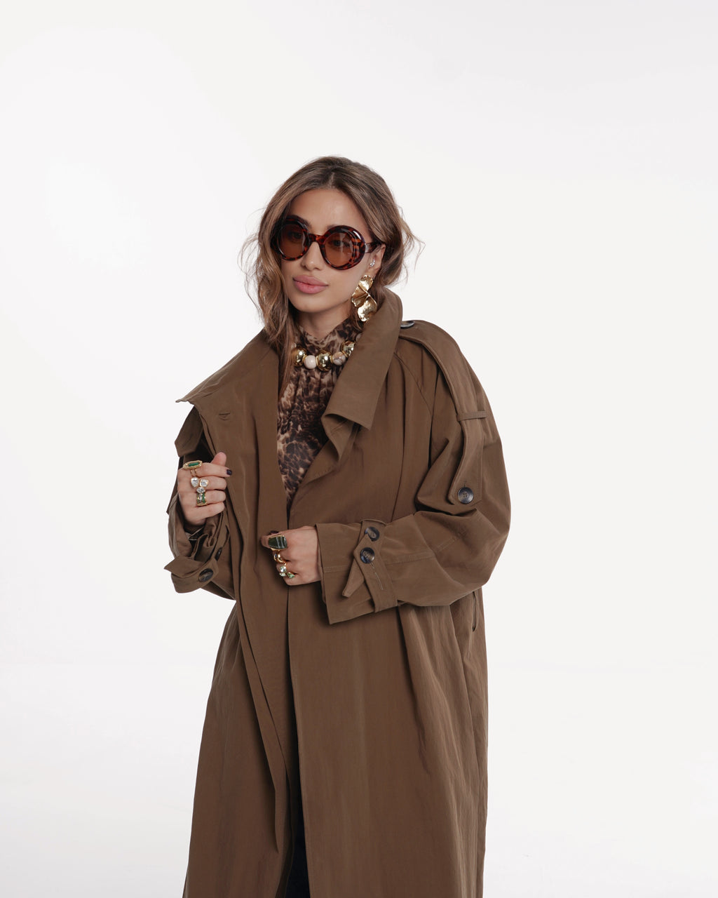 Mocha Oversized Long Trench Coat