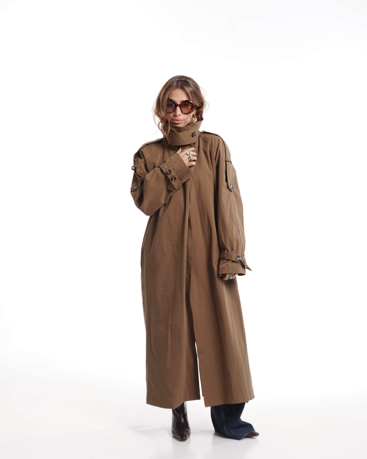 Mocha Oversized Long Trench Coat