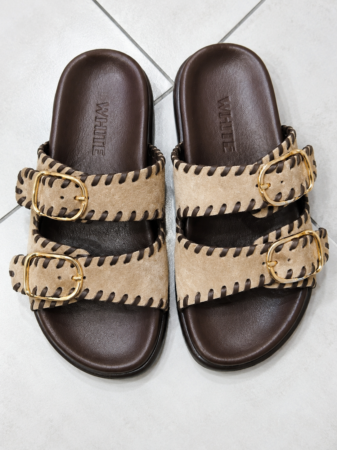 Genuine Leather Double Buckle Slides