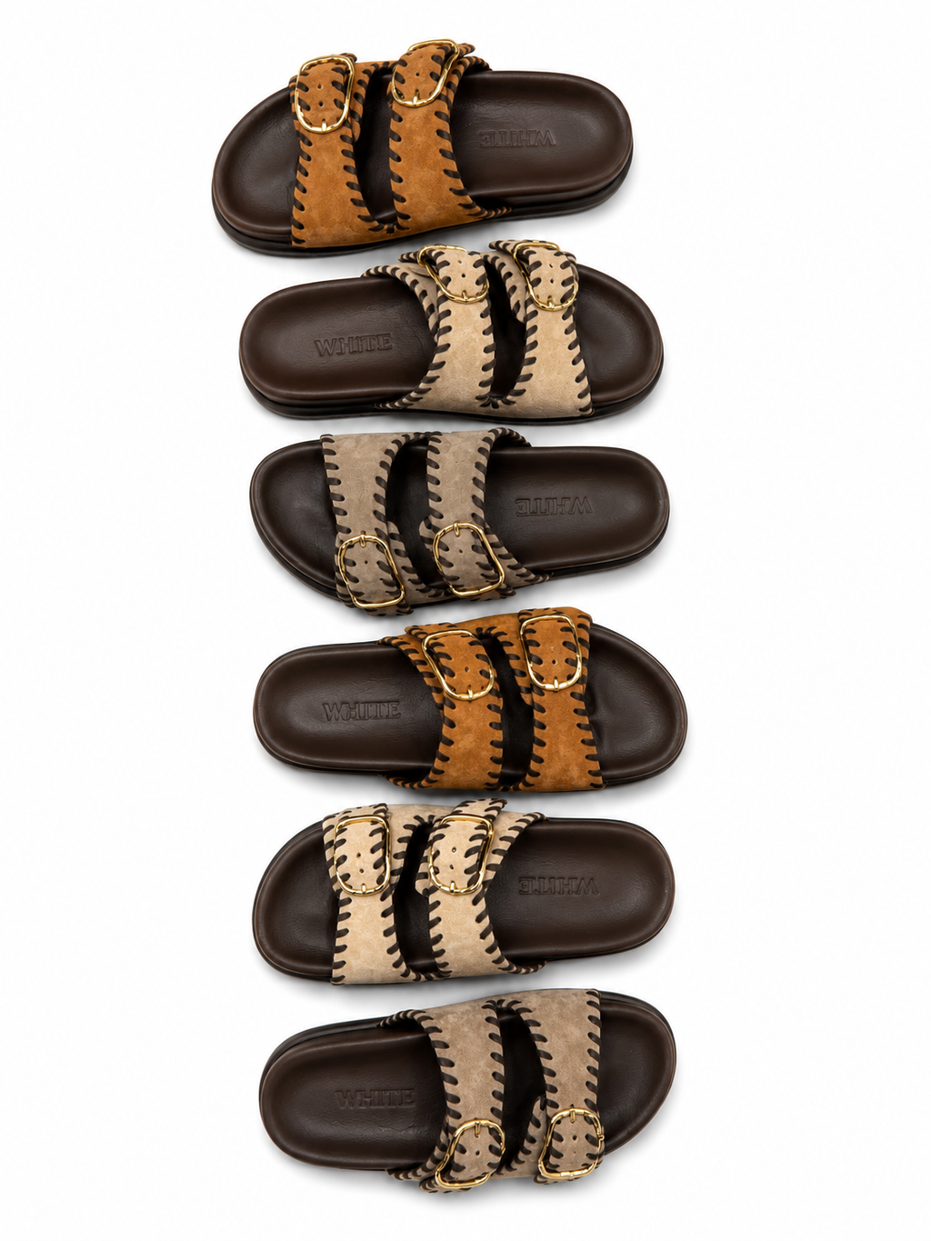 Genuine Leather Double Buckle Slides