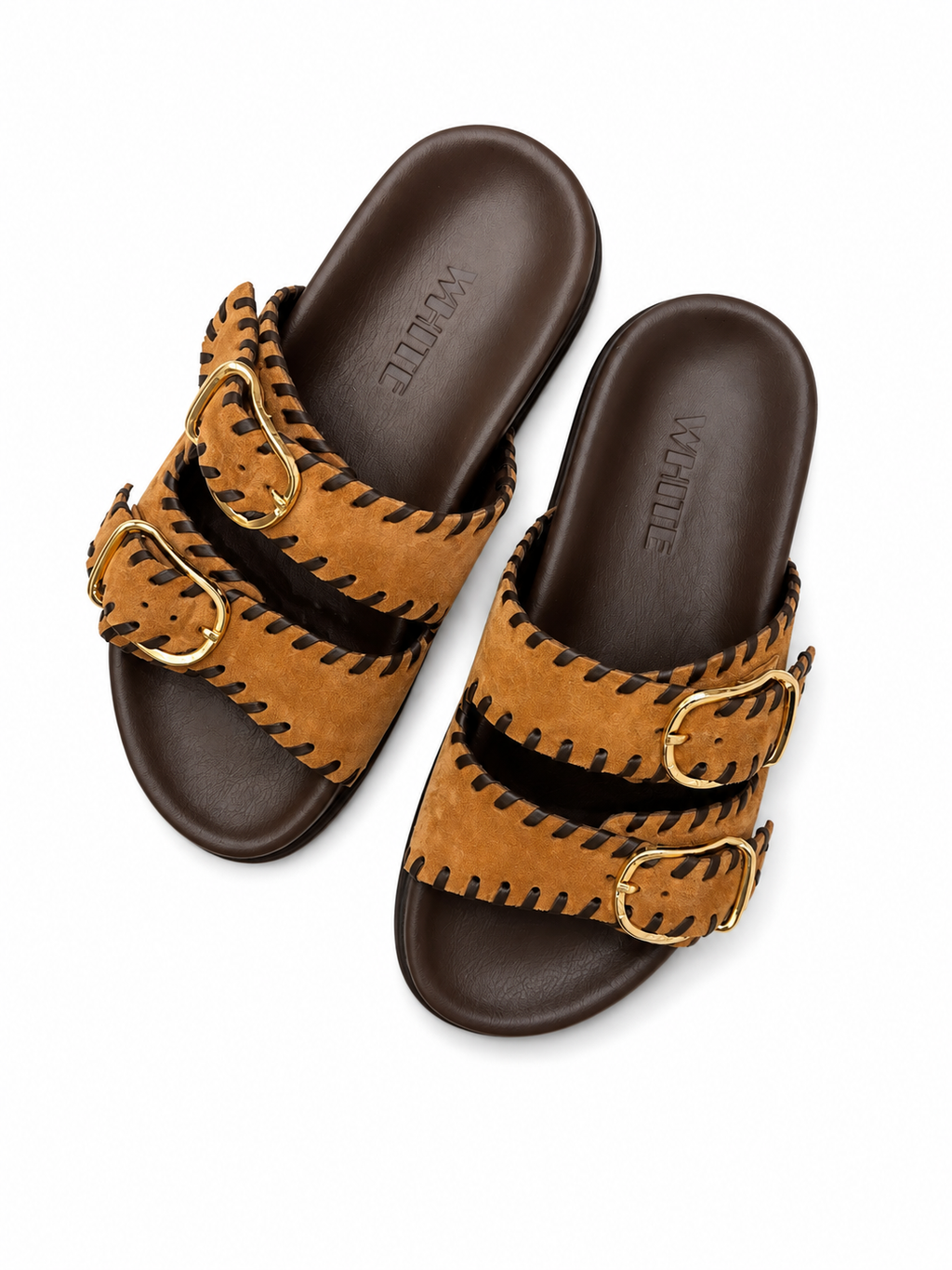 Genuine Leather Double Buckle Slides