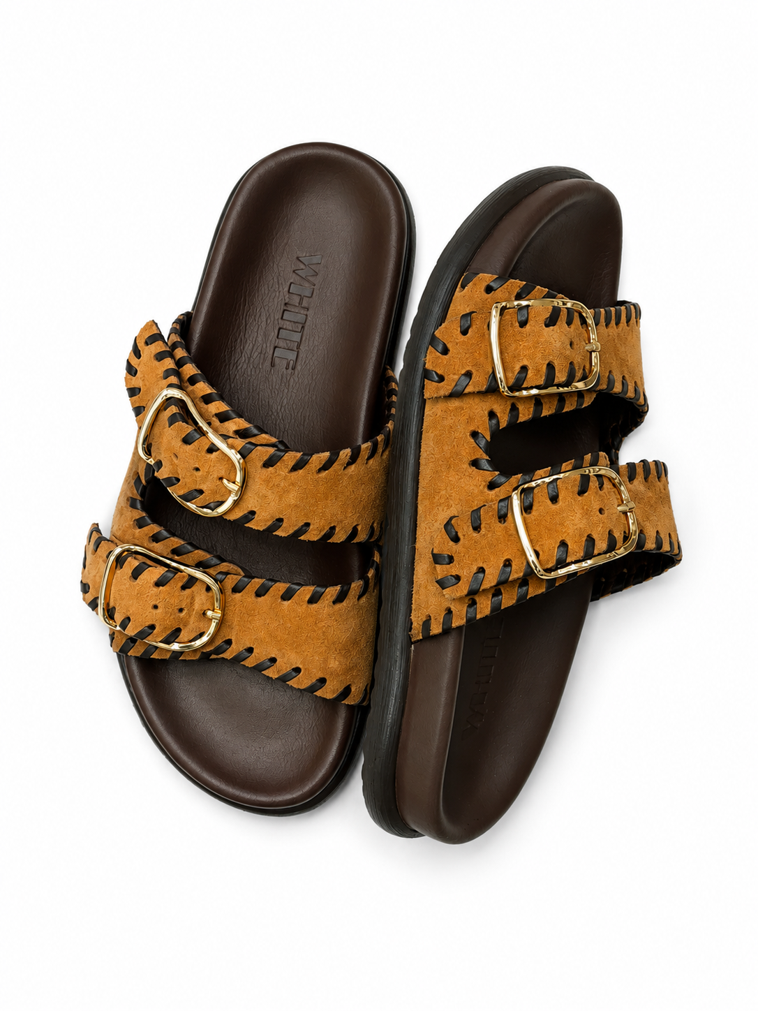 Genuine Leather Double Buckle Slides