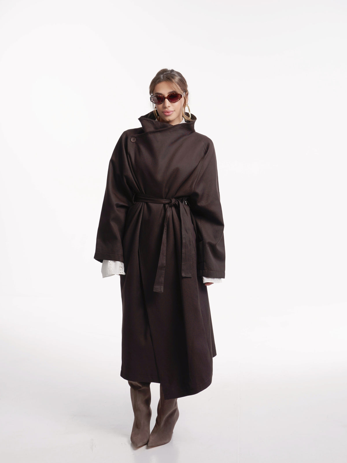 Espresso Wrap Belted Trench Coat
