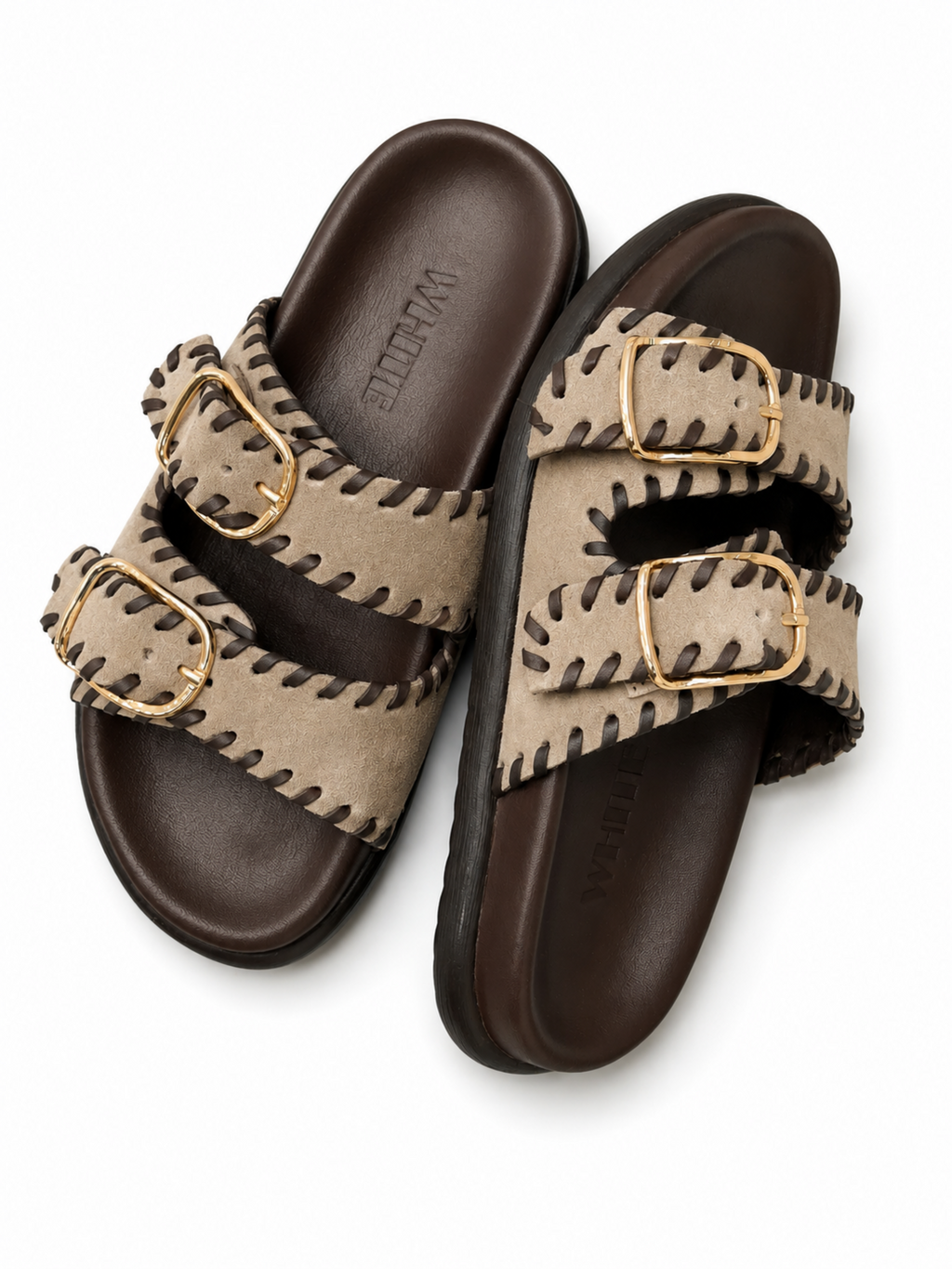 Genuine Leather Double Buckle Slides