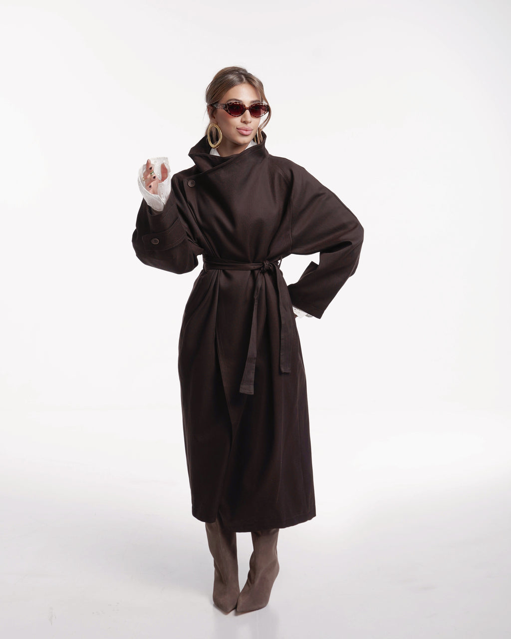 Espresso Wrap Belted Trench Coat