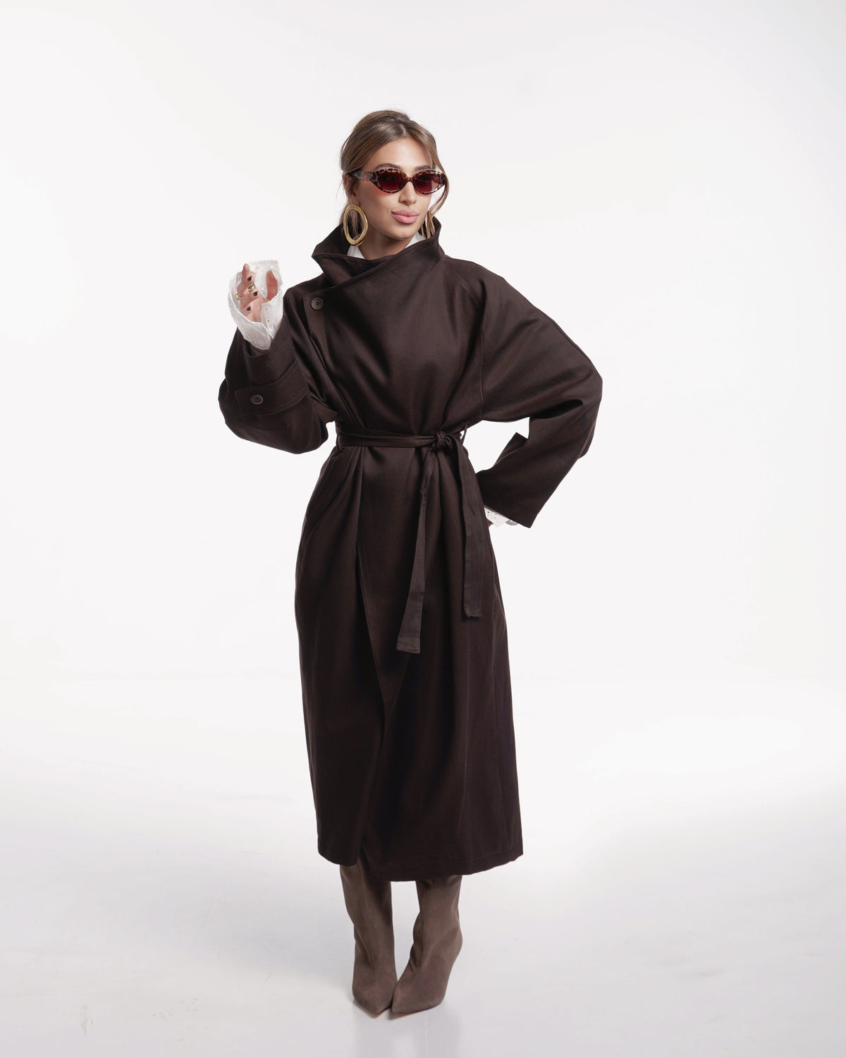 Espresso Wrap Belted Trench Coat