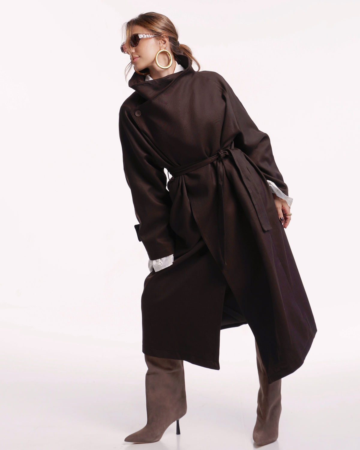 Espresso Wrap Belted Trench Coat